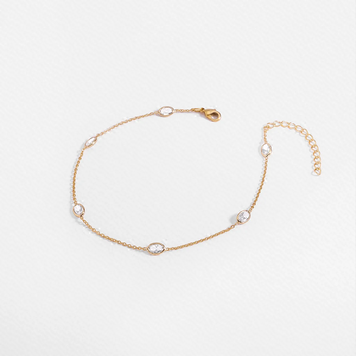 Pulsera en Baño de Oro Piedras Toque Brillante Largo 24 Cm