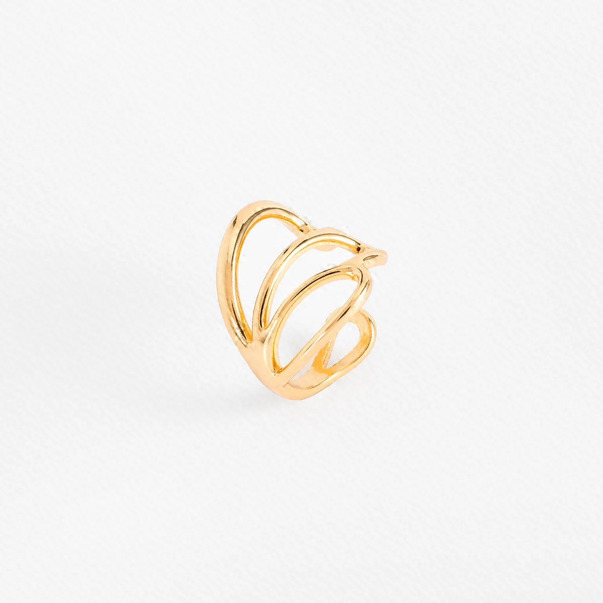 Anillo Ajustable de Baño de Oro con Diseño de Capas